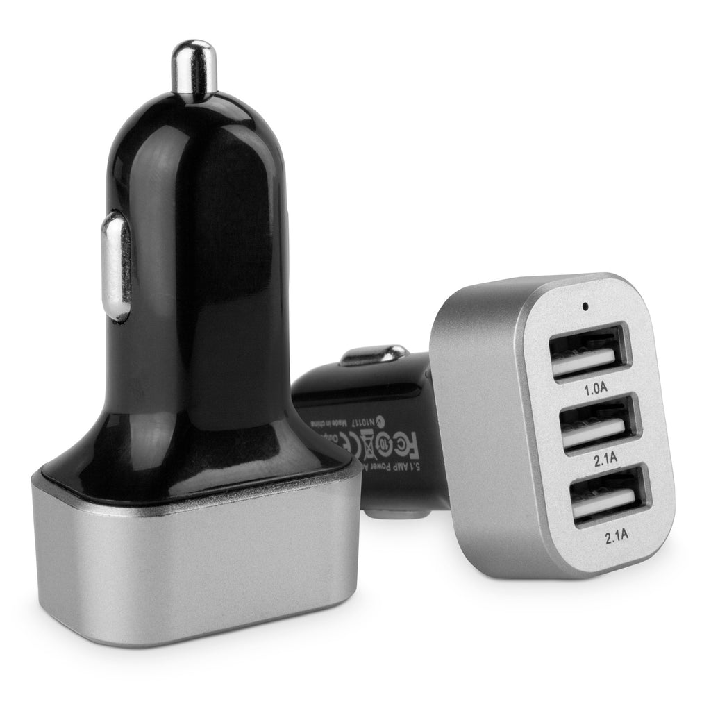 3-Port Micro High Current Car Charger - Apple iPod touch 4G (4th Generation) Charger
