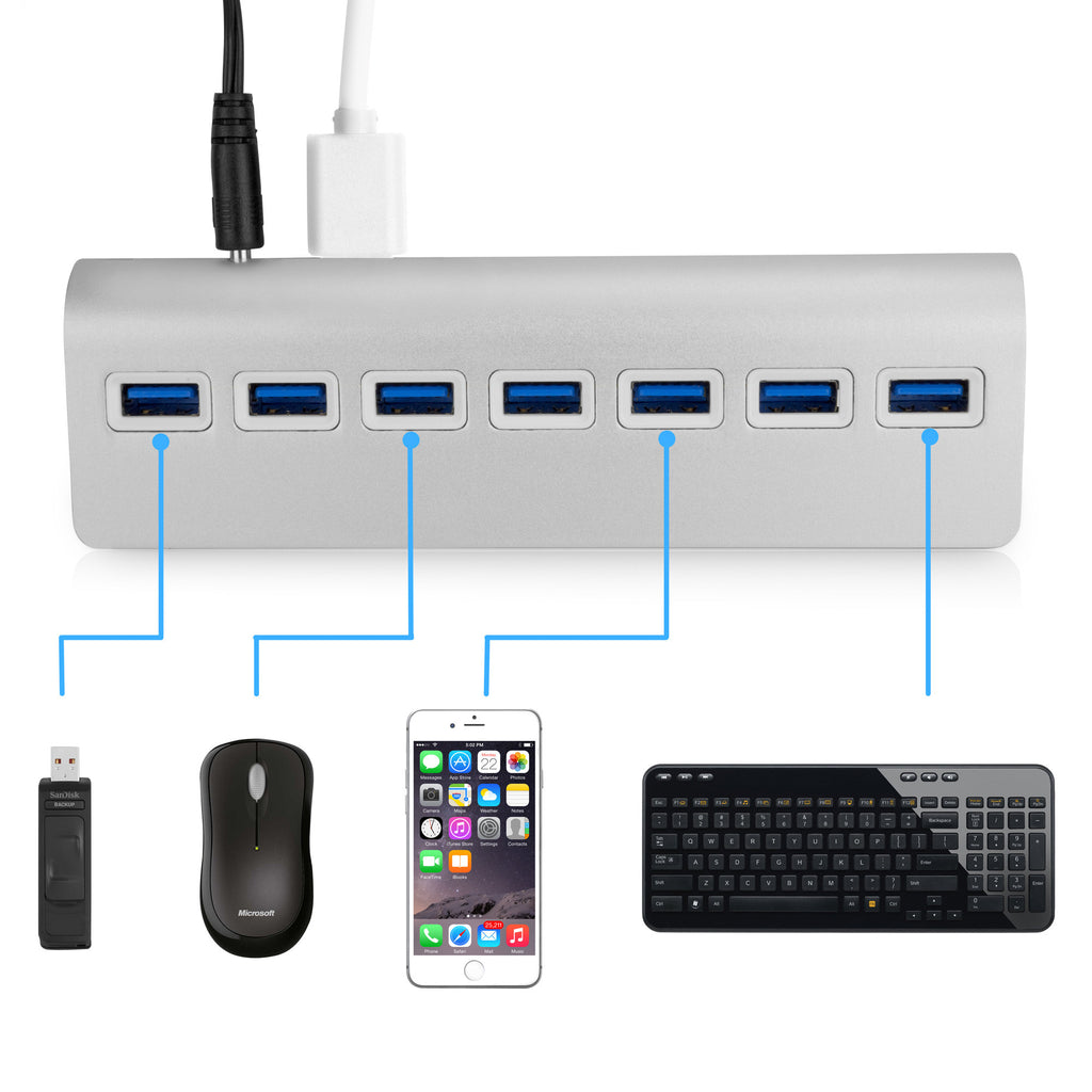 Universal Minimus Brushed Aluminum USB-C Hub - 7-Port