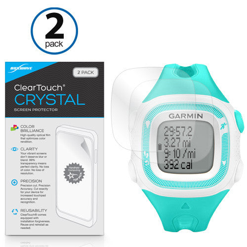 ClearTouch Crystal (2-Pack) - Garmin Forerunner 15 Teal/White Screen Protector