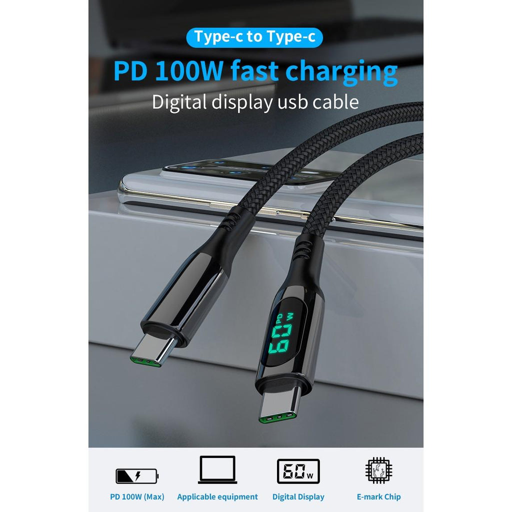 PowerDisplay PD Cable (6ft) - USB-C to USB-C (100W) - Panic Playdate Cable
