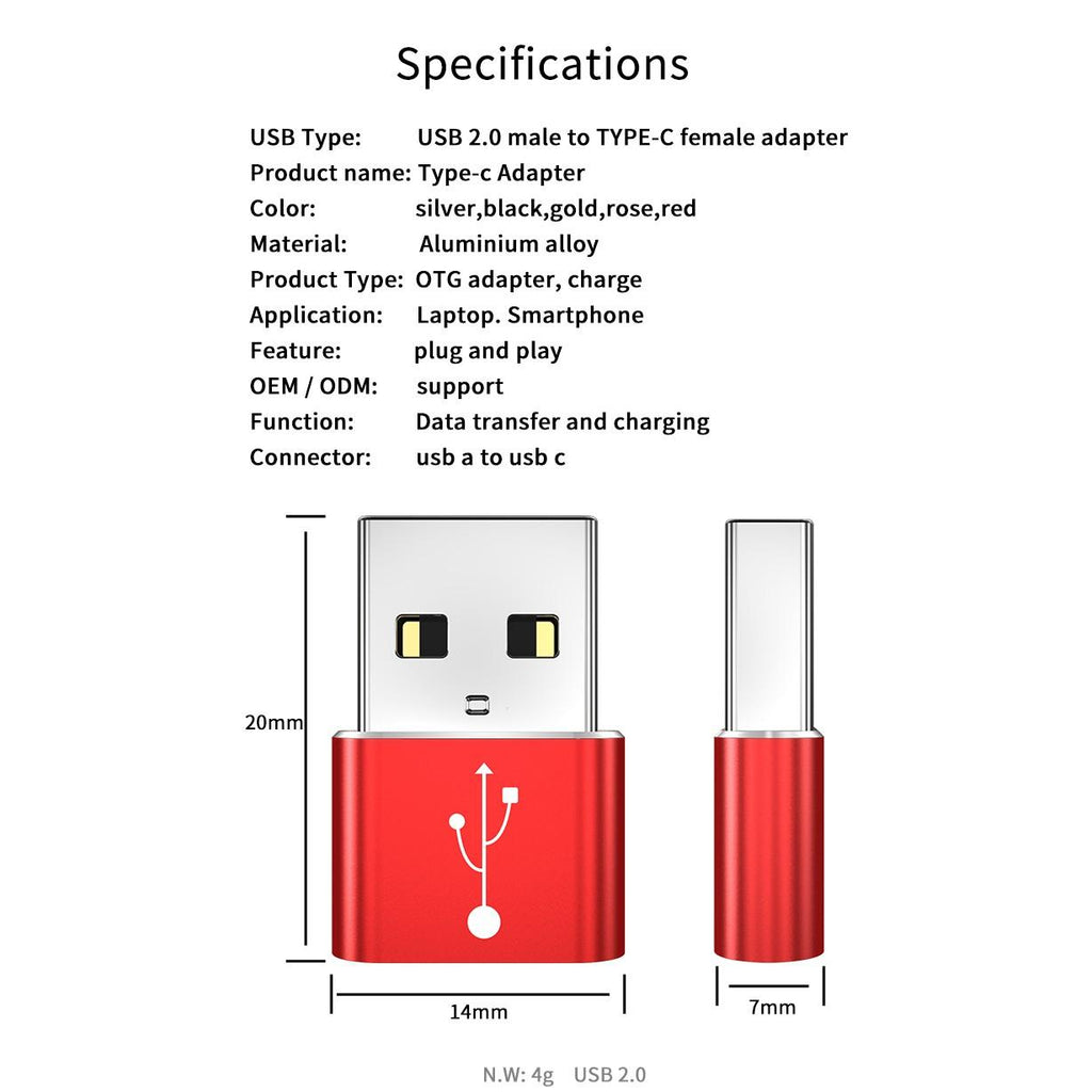 USB-A to C PortChanger (5-Pack) - OnePlus 8 Pro Adapter